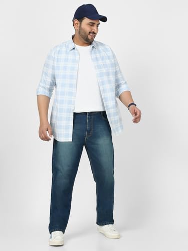 Image of Urbano Plus Men's Straight Fit Mid Rise Washed Jeans Stretchable