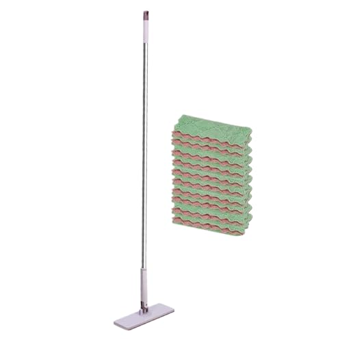 Fregona para polvo: con cierre automático de ropa y tapones reutilizables, fregonas planas para limpieza de suelos, para baño, dormitorio, sala de estar, parqué, laminado, ventana, techo, manchas de