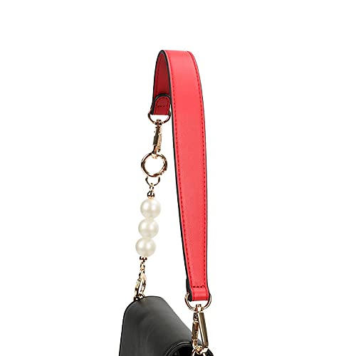 Sangles de sac à main chaîne perles rouge 50cm bandoulière argent amovible