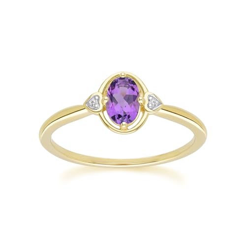 Bague améthyste et diamants en or jaune 9k : l'élégance intemporelle d'un bijou de prestige