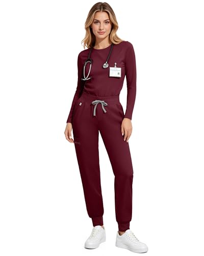 Image of Medical Scrubs for Women Pants, Soft Stretch & Breathable Joggers | Drawstring Womens Scrub Cargo Pants with 5 Utility Pockets, Bottoms Keep 12-Hour Shift Comfort for Healthcare Professionals