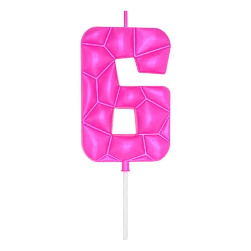 Image of DERVENTA Pink 3D Bubble Birthday Candle Number 6 Anniversary Party
