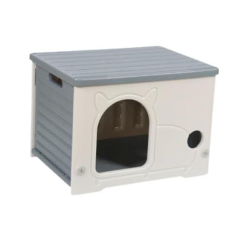 Perfk 野良猫シェルターケンネル、取り外し可能なペット用品フェラルキャッツハウス、子犬用のペット洞窟ベッド、ハムスターアウトドアインドアヘッジホッグ, グレー