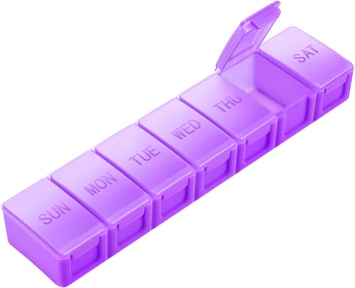 Image of Extra Large Pill Organizer Weekly, KAPENS Daily Pill Case Box Large Capacity Compartments, 7 Day Pill Containers for Medicine Supplements Vitamin Fish Oil, Purple