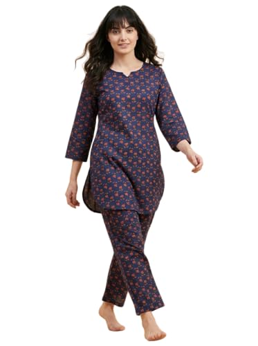 Image of Bee M Pee Designer Trendy Floral Printed Cotton Kurta Coord Sets for Women | Stylish Casual Tunic Kurti Set with Pant for Woman for Office