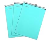 Mintra Office Top Bound Durable Spiral Notebooks - (Teal, College Ruled) 3 Pack - Strong Back, Left-Handed, 100 Sheets, Moisture Resistant Cover, School, Office, Business, Professional