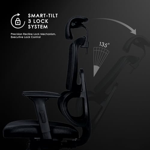 Image of Varaha Beast BIS Certified Ergonomic Office High Back Chair | 5 Year Warranty | Adjustable 2D Headrest, 3D PU Armrest, Seat Sliding Mechanism with 3 Multilock Recline| Gaming Desk Chair for Home,Black