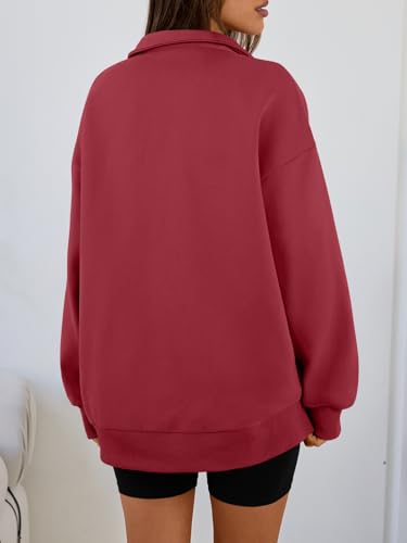 Image of Trendy Queen Women's Oversized Half Zip Fleece Sweatshirts-Cozy Pullover, Sweaters for Fall Winter