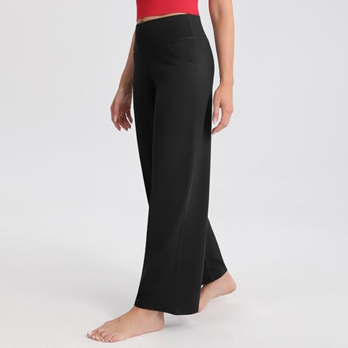 Women's Straight Leg Yoga Pants, High Waist Office Trousers, Stretchy Work Pants with Pockets2