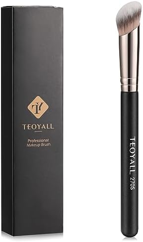 TEOYALL Under Eye Concealer Brush, Angled Contour Brush Synthetic Kabuki Brush for Concealing Blending Setting Buffing with Liquid, Cream and Powder Cosmetic (270S)
