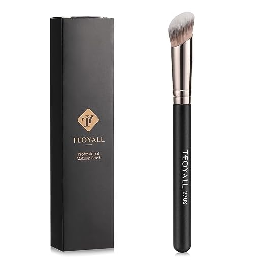 TEOYALL Under Eye Concealer Brush, Angled Contour Brush Synthetic Kabuki Brush for Concealing Blending Setting Buffing with Liquid, Cream and Powder Cosmetic (270S)