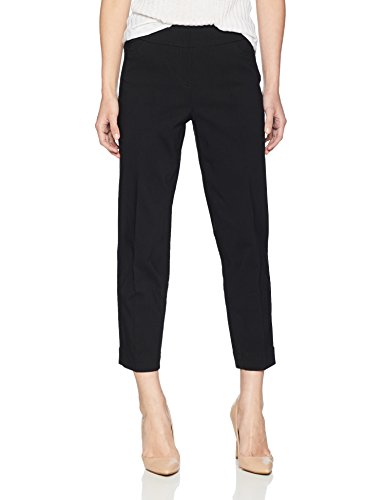SLIM-SATION Women's Petite Pull On Skinny Solid Crop with Faux L Pockets, Black, 4