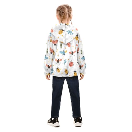 Cute Little Insect Girls Fleece Jacket Girls Fall Jacket Girl Coats Zip Up Hoodie Children Sherpa Warm Outerwear 2-10T4