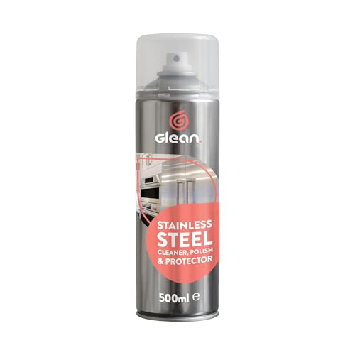 GLEAN Stainless Steel Cleaner & Polish Spray Aerosol | 500ml | Shines and Protects & Stainless Steel Restorer | Ideal For Fridges Sinks Kitchen Appliances | Removes Dirt Grease and Fingermarks