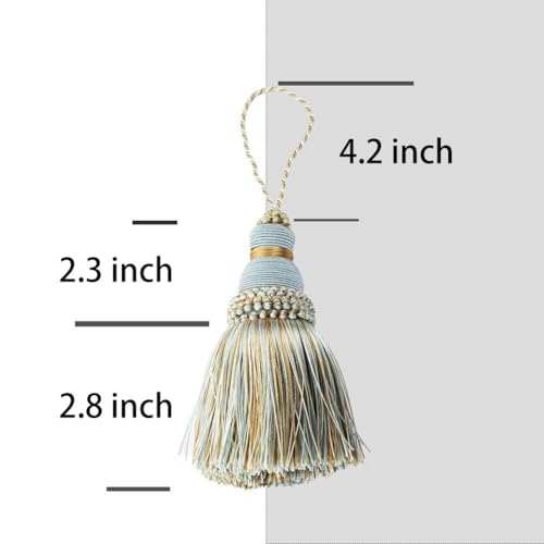 BEL AVENIR 4Pcs Tassels Key Tassel with Loops Handmade Craft Charms DIY Accessories Elegant Soft Making Curtain Home Decoration (Mix Blue, 4 pcs)
