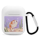 Bluetooth Earphone Case Soft Silicone Bubble Fish Protective Cover with Keychain for 2nd and 1st Generation Charging Cases