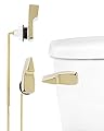 Hibbent Toilet Handle Replacement, Front Mount Tank Flush Lever Handle Compatible with American Standard, Toilet Trip Lever with Stainless Steel Flapper Chains, Gold