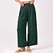 Green Linen Pants Women Wide Leg Smocked Waist Pants Plus Size Womens Casual Travel Outfit for Airplane Fashion Work Clothes Pantalones de Lino para Mujer