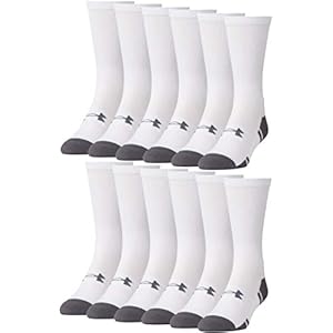 Under Armour Adult Resistor 3.0 Crew Socks, Multipairs , White/Graphite (12-Pairs) , X-Large