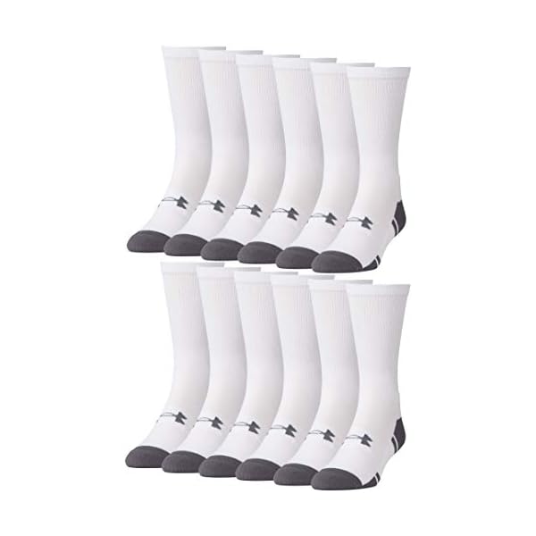 Under Armour Adult Resistor 3.0 Crew Socks, Multipairs , White/Graphite (12-Pairs) , X-Large