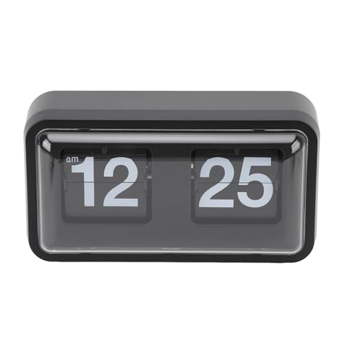 OPPWONG Flip Clock, Digital Number Alarm Clock Desk Clock Mechanical Clock Retro Clock Vintage Flip Down Shelf Clock with Transparent Cover for Home and Office Decorations (Black)
