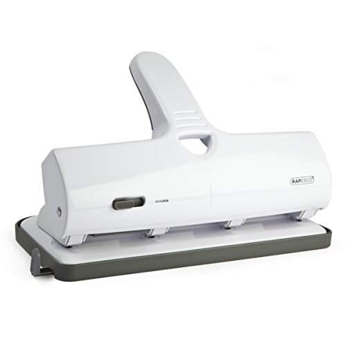 Rapesco 1324 Perforadora 4 Agujeros de Gruesos ALU 40, Metal, Blanco