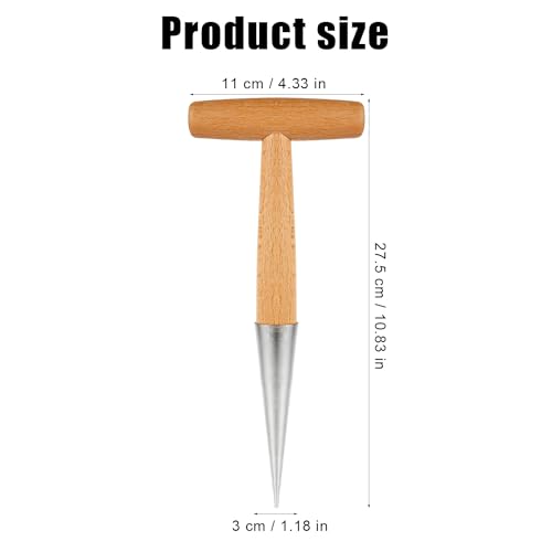Dibber de mano con mango de madera y cabeza de acero inoxidable miniatura 2