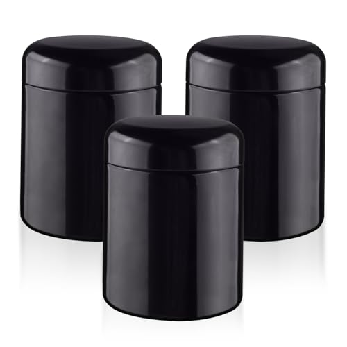 3 Pcs 250ml/8.3oz Black Glass Jars Empty Round Glass Containers for Coffee Powder Slime Makeup Cream Lotion Cosmetic