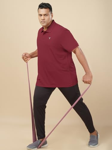 Image of TECHNOSPORT Men's Solid Slim Fit Polo Collar T-Shirt MATPIQ Half Sleeve Button Polyester for Gym Golf Casual Anti Odour UPF50+