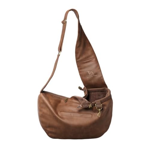 Noah & Paw Dog Sling Carrier for Small Dogs 5-18lb, Dog Sling for Small Dogs and Cats, Dog Carrier with Adjustable Padded Strap, Vegan Leather Lined with Fur, 3X Safety Features, Machine Washable