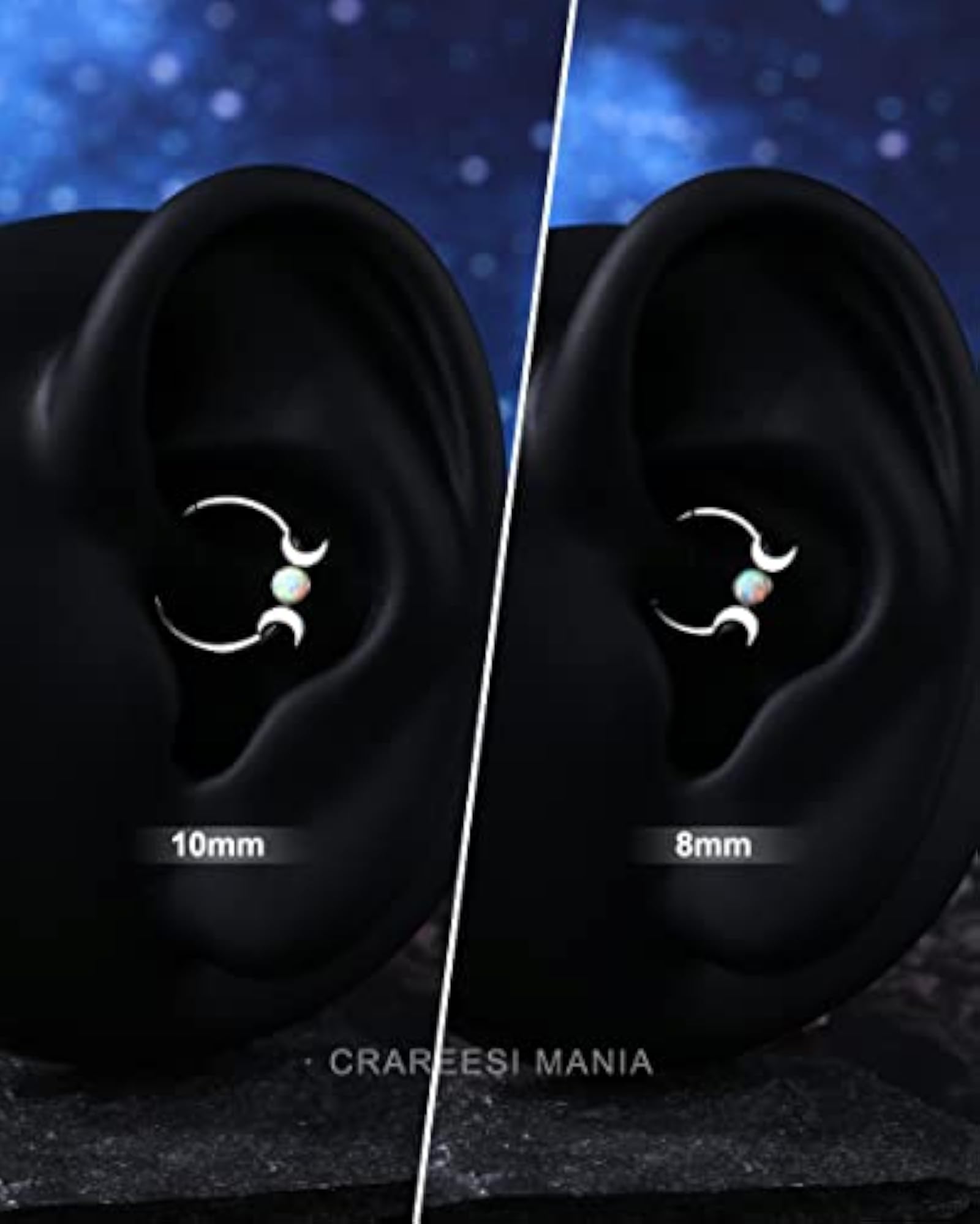 Women's Moon Septum Ring, 16g Stainless Steel