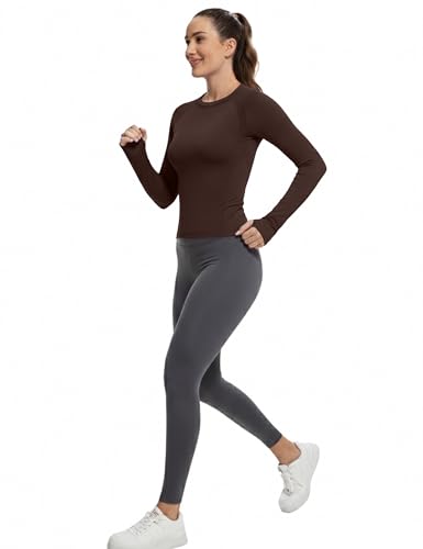 Image of MathCat Workout Shirts for Women Long Sleeve, Workout Tops for Women, Quick Dry Gym Athletic Tops,Seamless Yoga Shirts XS-XL