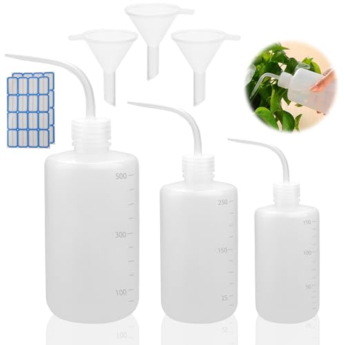DKBT 150ml 250ml 500ml Botella Plastico Probetas Laboratorio Botella de Lavado por Goteo Tatuaje Limpieza de Pestañas Botella Jabon Tattoo LDPE Material con Boca Estrecha Squeeze Wash Bottle