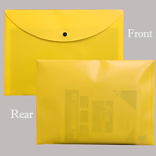 Image of True-Ally 5 pcs Bright Color Envelope Folder, Poly-Plastic A4 Documents File Storage Bag with Snap Button Certificate File Holder Document Folder for Certificates (Yellow)