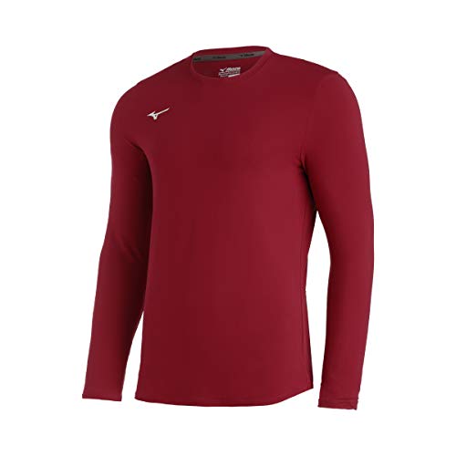 Mizuno Youth Comp Diamond Long sleeve Crew, Cardinal, Small
