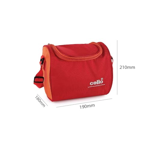 Image of CELLO MF Plastic Sling Lunch Box | Leather Carry Pouch | Office | School | Set of 5 Containers, Orange, 250 Milliliter