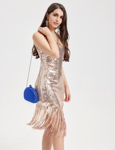 Image of UMREN Women Sparkly Rhinestone Evening Bag Crystal Clutch Purses Glitter Shell Shaped Handbag Wedding Prom Shoulder Bag