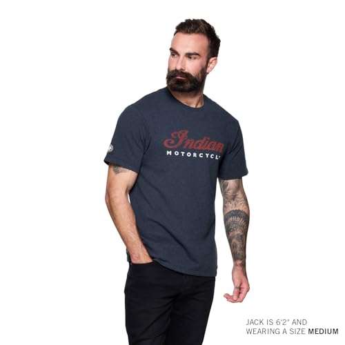 Indian Motorcycle Men's 2 Color Script Logo T-Shirt, Navy3