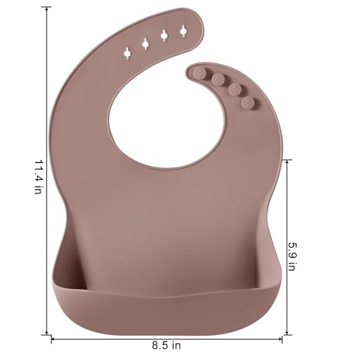 Image of PandaEar Set of 3 Silicone Baby Bibs, Waterproof Soft Adjustable Bibs for Babies Toddlers 10-72 Months