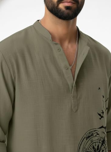 Image of Amazon Brand - INKAST Men's Cotton Blend Mandarin Collar Regular Fit Full Sleeve Casual Short Kurta