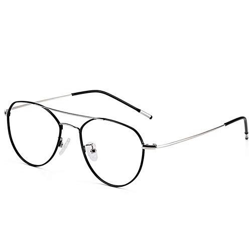 Lesebrille Mode Double Beam Progressive Multi-Focus Anti-blaues Licht Verfärbungs Lesebrille Unisex,Black Silver,+1.5