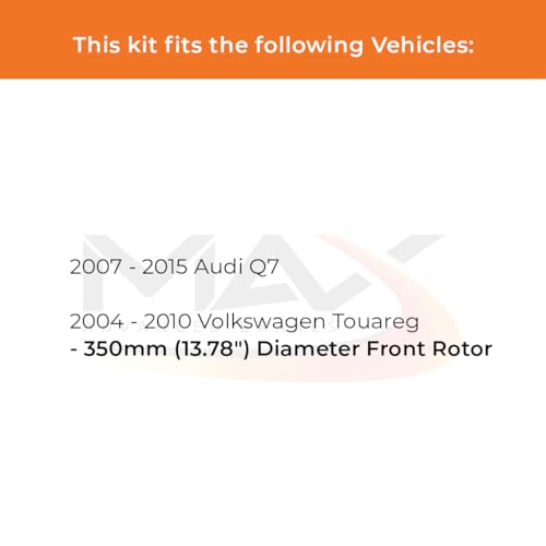 Image of Max Advanced Brakes Front & Rear Brake Kit Compatible With 2004-2007 2008 2009 2010 VW Touareg w /13.78 inch Front Rotor Replacement Premium OE Disc Brake Rotors and Ceramic Brake Pads