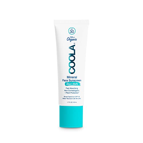 COOLA Organic Mineral Sheer Matte Sunscreen SPF 30 Sunblock, Dermatologist Tested Skin Care for Daily Protection, Vegan and Gluten Free, Fragrance Free, 1.7 Fl Oz
