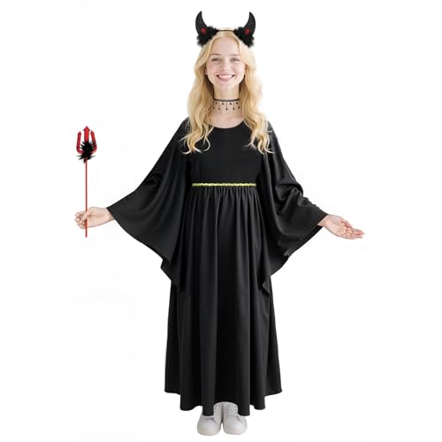 AYBUY Lot de 4 Costumes de Diable pour Fille, Costume d'Halloween pour Enfants avec Collier...