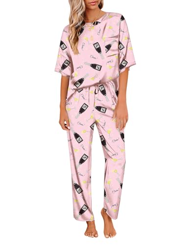Ekouaer Womens Silk Satin Pajamas Set Two Piece Pj Sets...