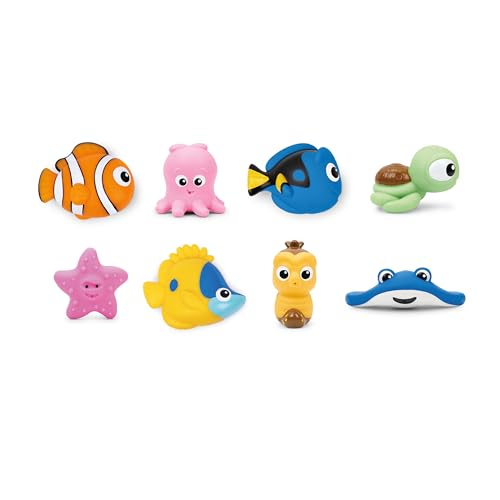 Image of Disney Finding Nemo Just Keep Splashing 8 Piece Bath Set by Bright Starts, Featuring Nemo, Dory, Crush and More Baby Bath Squirter Toys, Unisex, 9 Months+
