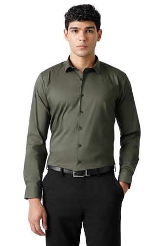 Image of Van Heusen Formal Slim Fit Shirt for Men | Solid | High Stretch Cotton Lycra | Full Sleeves | Ease of Movement