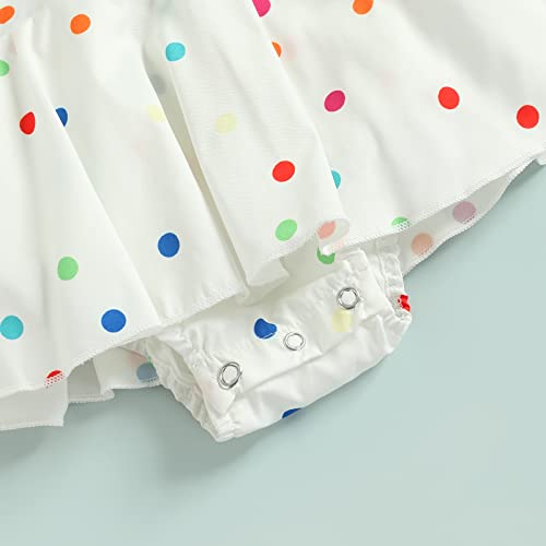Sdghg LZM-02BOTW-8UF7NA3 Infant Baby Girl Rainbow Romper Dress Ruffle Sleeve Polka Dot Backless Jumpsuit One Piece Summer Outfit thumb #4