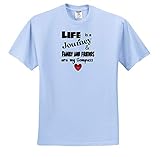 3dRose All Smiles Art - Insprational - Funny Life is a Journey and Family and Friends are My Compass Cartoon - Adult Light-Blue-T-Shirt 3XL (ts_343506_55)