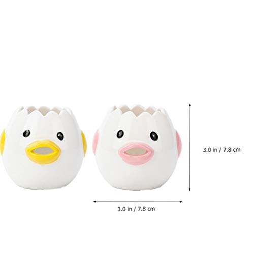 DOITOOL 2 peças separador de gema de ovo de cerâmica branco, filtro de ovo de galinha fofo, separado